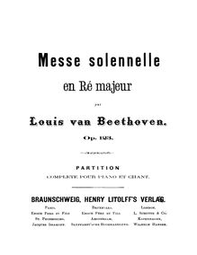 Partition complète, Missa Solemnis, Op.123, D major, Beethoven, Ludwig van par Ludwig van Beethoven