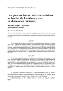 Los grandes temas del sistema ambiental de Andalucía y sus implicaciones humanas
