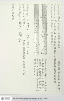 Partition complète, flûte Concerto en G major, GWV 329, G major