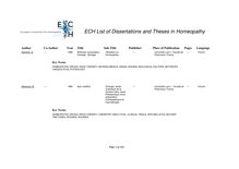 ECH List of Dissertations and Theses in Homeopathy