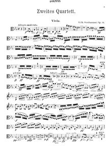 Partition viole de gambe, corde quatuor No.2, Op.14, Stenhammar, Wilhelm