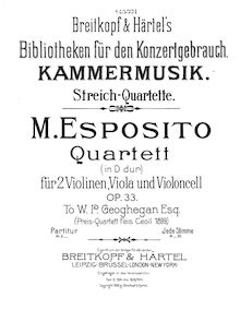 Partition violon 2, corde quatuor No.1, Op.33, D major, Esposito, Michele
