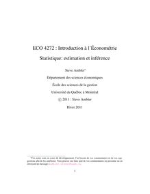 ECO 4272 : Introduction `a l    Econom etrie Statistique ...