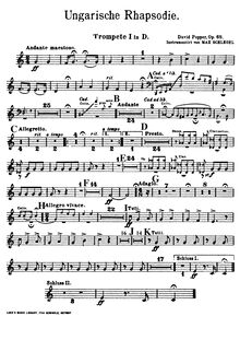 Partition trompettes 1, 2 (en D), Hungarian Rhapsody, Op.68, Ungarische Rhapsodie