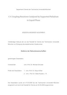 C-C coupling reactions catalyzed by supported palladium in liquid phase [Elektronische Ressource] / Saeeda Shahid Soomro