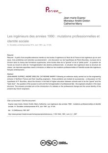 Les ingénieurs des années 1990 : mutations professionnelles et identité sociale - article ; n°1 ; vol.6, pg 41-64