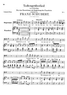 Partition complète, Totengräberlied, Gravedigger s Song, Schubert, Franz