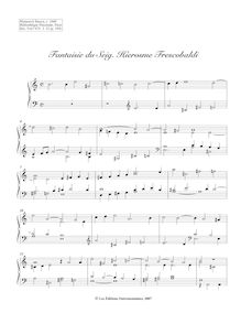 Partition Fantaisie du Seig. Hierosme Frescobaldi, clavier pièces from Manuscript Bauyn