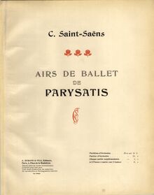 Partition couverture couleur, Parysatis (accessoire music to pour play by Jane Dieulafoy)