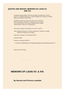 Quotes and Images From Memoirs of Louis XV. and XVI.