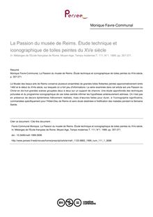 La Passion du musée de Reims. Étude technique et iconographique de toiles peintes du XVe siècle - article ; n°1 ; vol.111, pg 357-371