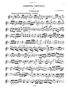 Partition violon 2, corde quatuor  Tempora Vetusta , Tempora vetusta
