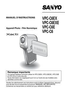Notice Caméra vidéo numérique Sanyo  VPC-C6EX