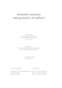 Seshadri constants and geometry of surfaces [Elektronische Ressource] / von Wioletta Syzdek