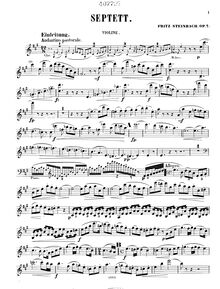 Partition violon, Septett für Hoboe, Clarinette, cor, Violine, viole de gambe, violoncelle und Pianoforte
