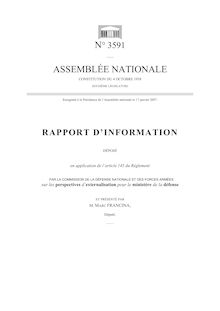 Rapport d'information déposé par la Commission de la défense nationale et des forces armées sur les perspectives d'externalisation pour le ministère de la défense