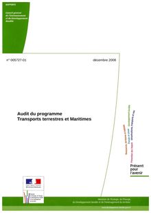 Audit du programme Transports terrestres et Maritimes