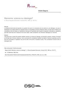 Marxisme: science ou idéologie?  - article ; n°2 ; vol.5, pg 139-172