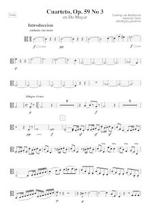 Partition viole de gambe, corde quatuor No.9, Op.59/3, Third Rasumowsky-Quartet