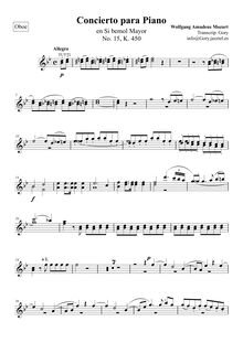 Partition hautbois 1/2, Piano Concerto No.15, B♭ major, Mozart, Wolfgang Amadeus
