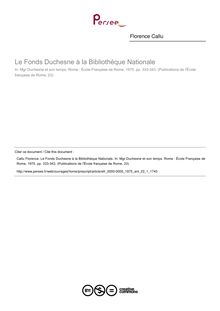 Le Fonds Duchesne à la Bibliothèque Nationale - article ; n°1 ; vol.23, pg 333-343