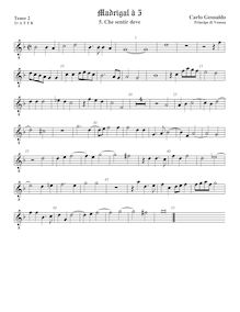 Partition ténor viole de gambe 3, octave aigu clef, Madrigali a Cinque Voci [Libro secondo]