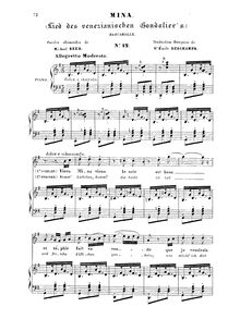 Partition complète, Lied des venezianischen Gondoliers, Mina, G major