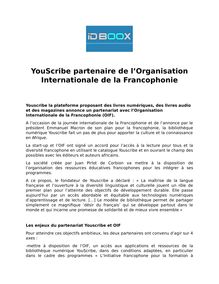 YouScribe partenaire de l’Organisation Internationale de la Francophonie