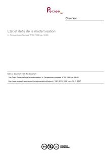 Etat et défis de la modernisation  ; n°1 ; vol.50, pg 58-60