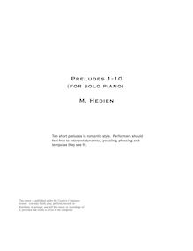 Partition complète, préludes 1-10 pour Piano, Hedien, Mark