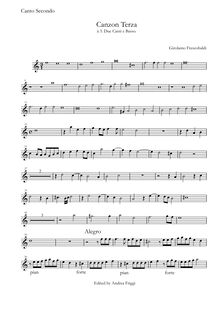 Partition Canto secondo, Canzon Terza à 3 Due Canti e Basso, Frescobaldi, Girolamo