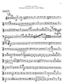 Partition cor 1, 2/3 (en F, E♭, C), clarinette Concerto No.1, F minor