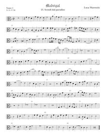 Partition ténor viole de gambe 1, alto clef, madrigaux pour 5 voix par  Luca Marenzio par Luca Marenzio