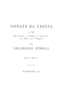 Partition complète, Trio sonates Op.3, Corelli, Arcangelo