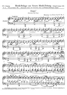 Partition No.3 - Elegie, Piano pièces, Op.15, Koss, Henning von