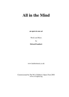 Partition Vocal score / clavier edition, All en pour Mind, an opera in one act