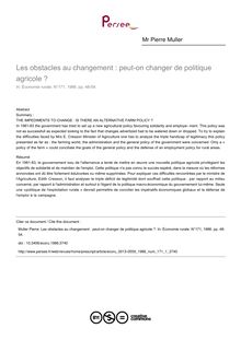 Les obstacles au changement : peut-on changer de politique agricole ? - article ; n°1 ; vol.171, pg 48-54