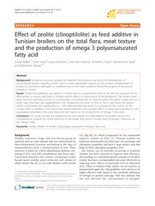Effect of zeolite (clinoptilolite) as feed additive in Tunisian broilers on the total flora, meat texture and the production of omega 3 polyunsaturated fatty acid
