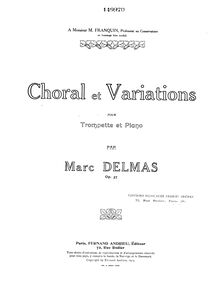 Partition trompette , partie (en C), choral et variations, G minor