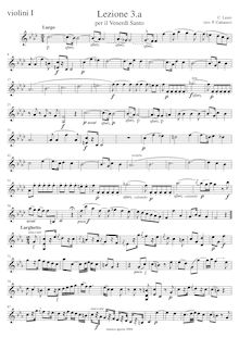 Partition violons I, Lezione 3a per il Venerdì Santo, F minor, Lenzi, Carlo
