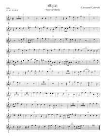 Partition ténor viole de gambe 1, octave aigu clef, Sancta Maria à 7