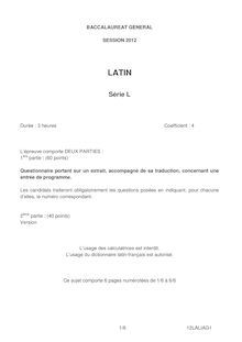 Sujet du bac serie L 2012: Latin-antilles-guyane