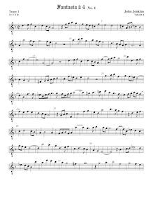 Partition ténor viole de gambe 1, octave aigu clef, fantaisies pour 4 violes de gambe et orgue par John Jenkins
