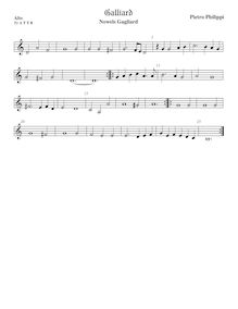 Partition ténor viole de gambe 1, aigu clef, pavanes et Galliards pour 5 violes de gambe par Peter Philips