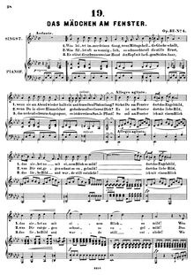 Partition No. , Das Mädchen am Fenster, chansons, Op.32, Sechs Lieder f. Sopran oder Tenor, Op.32