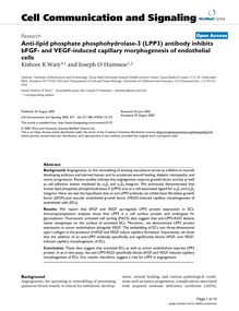 Anti-lipid phosphate phosphohydrolase-3 (LPP3) antibody inhibits bFGF- and VEGF-induced capillary morphogenesis of endothelial cells