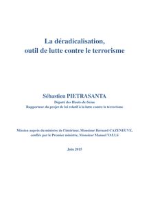 Rapport du député PS Sébastien Pietrasanta sur "La radicalisation, outil de lutte contre le terrorisme"