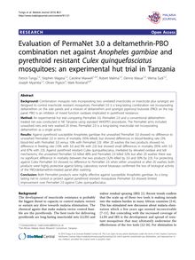 Evaluation of PermaNet 3.0 a deltamethrin-PBO combination net against Anopheles gambiaeand pyrethroid resistant Culex quinquefasciatusmosquitoes: an experimental hut trial in Tanzania