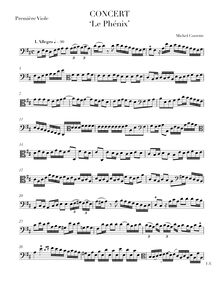 Partition viole de gambe 1, Concert  Le Phénix , D major, Corrette, Michel