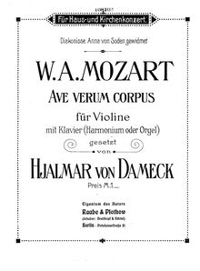 Partition complète Ave verum corpus - Mozart